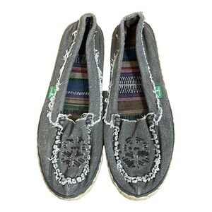 Sanuk Brownish Gray Distressed Look Slip On Loafers